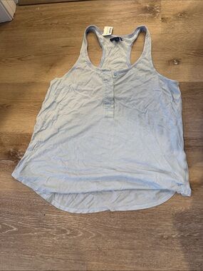 American Eagle Outfitters Light Blue Henley Racerback Tank